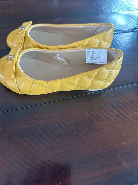 Janie and Jack Quilted Yellow Bow Girls Ballet Flats - Picture 2 of 4